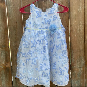 Marmellasta Little Girls Size 6 Blue White Butterfly Dress Tulle